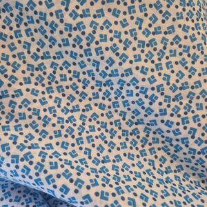 Fabric, White/Blue/Black Mini Geometric & Dot Print Cotton possibly Cotton/Poly